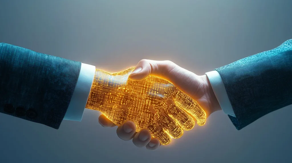 digital handshake concept